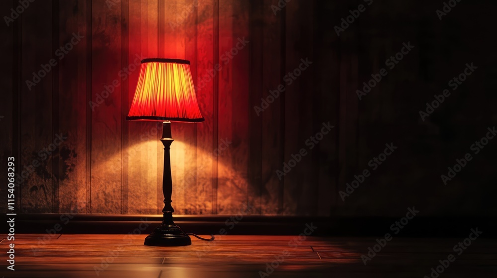 Aufkleber elegant red lamp casting warm light in a dimly lit room creating a cozy and inviting atmosphere for 