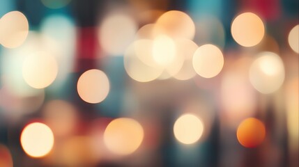 Blurred bright glowing lights of district in megapolis under dusk sky in evening on blurred background