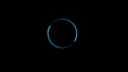 circle loading neon light royal blue color illustration on black background.