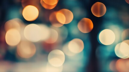 Fototapeta premium Blurred bright glowing lights of district in megapolis under dusk sky in evening on blurred background