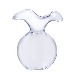 Stylish empty glass vase isolated on white
