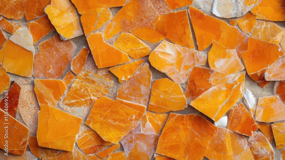 Poster textured orange granite stone wall with irregular pieces creating a warm and vibrant background suit