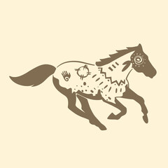 Decorated Native American Horse Vector Illustration
