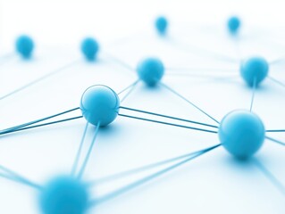 Abstract Blue Network Connections with Spheres and Lines on Light Background