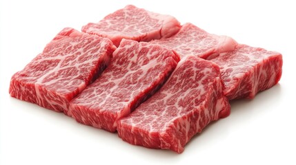 Obraz premium Premium marbled beef steak cuts showcasing rich marbling and tender texture perfect for gourmet cooking and culinary presentations