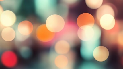 Fototapeta premium Blurred bright glowing lights of district in megapolis under dusk sky in evening on blurred background