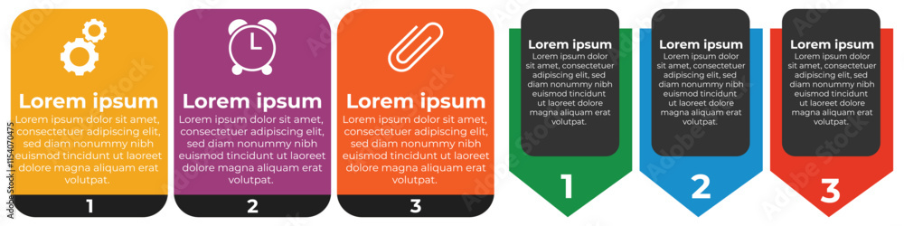Poster modern infographic slides presentation elements template. business process and step diagram. data vi