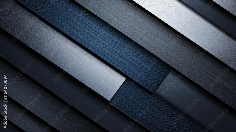 Poster abstract geometric background featuring layered dark navy blue and silver tones with a 3d gradient e