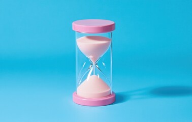 Vibrant Pink Hourglass on Turquoise Background for Timeliness Concept