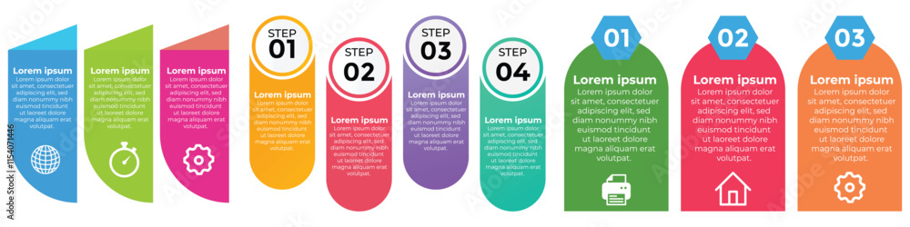 Poster modern infographic slides presentation elements template. business process and step diagram. data vi