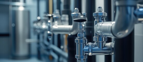 Modern faucets and plumbing system in a school restroom emphasizing design efficiency and functionality for educational facilities