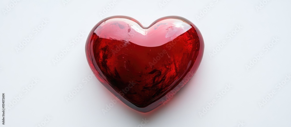 Poster shiny red heart shaped object on a clean white background symbolizing love and affection for design 