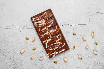 Dubai chocolate bar with pistachio paste and kadaif dough