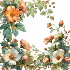 Naklejka premium A flowery border with a white background