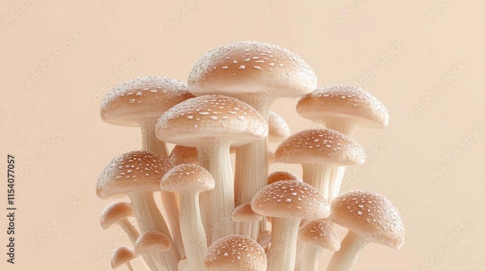 Poster fresh cluster of royal champignon mushrooms on a soft background perfect for culinary use and gourme