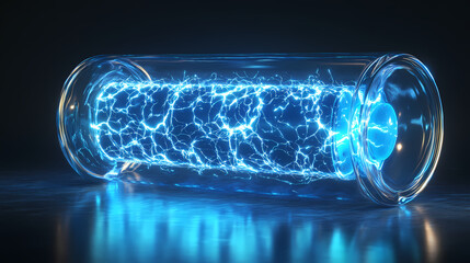 Scientific visualization of a voltaic cell concept. Galvanic. Illustration