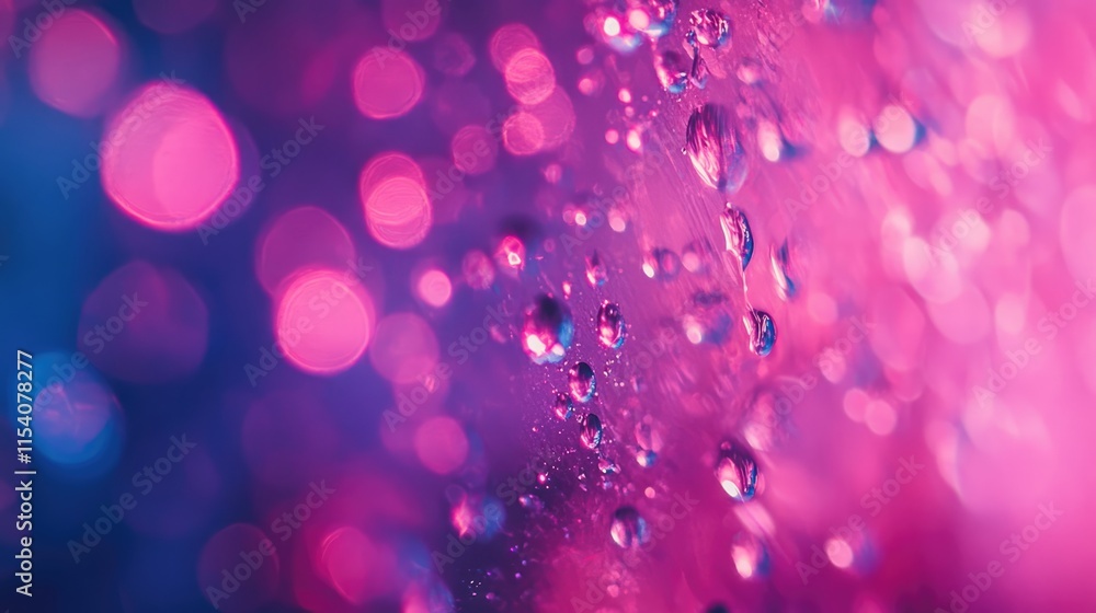 Aufkleber vibrant pink and blue bokeh background with sparkling droplets creating an abstract dreamy atmospher