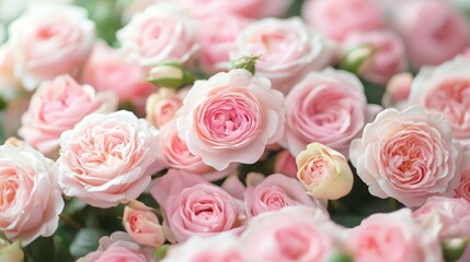 Elegant pink rose flowers in full bloom creating a soft and romantic floral background for invitations or decorations.