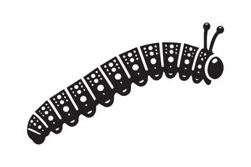 simple black an white caterpillar vector silhouette isolated on a white background