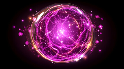 Blue Ball lightning on a transparent background. Abstract electric lightning strike