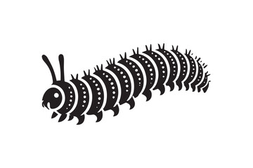 simple black an white caterpillar vector silhouette isolated on a white background