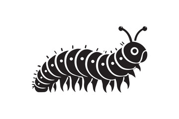 simple black an white caterpillar vector silhouette isolated on a white background