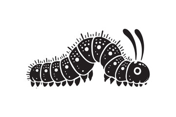 simple black an white caterpillar vector silhouette isolated on a white background