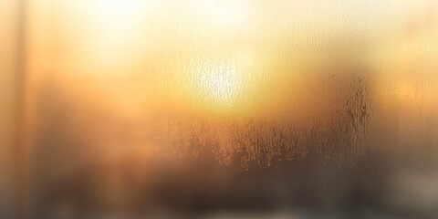 Blurred sunrise through dewy glass