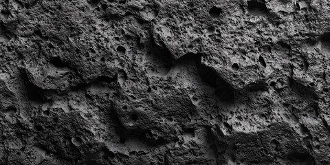 Weathered rock surface with porous texture in grayscale