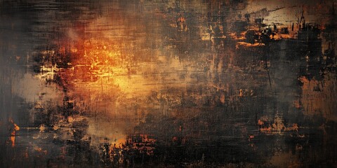 Textured abstract artwork with golden tones and rough strokes