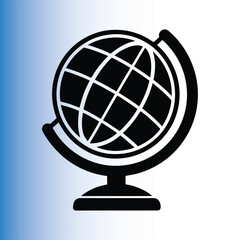 Black and White Globe Icon Design Vector Illustration.