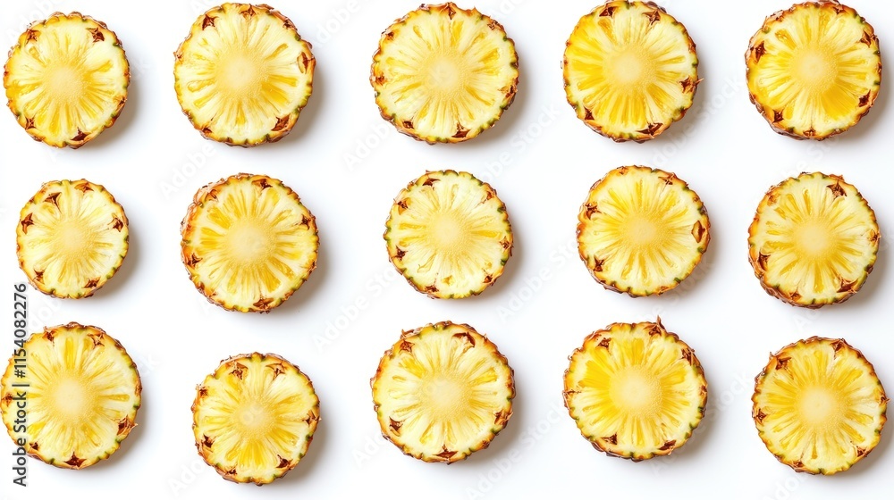 Aufkleber pineapple slices arranged in a flat lay pattern against a clean white background showcasing their vi