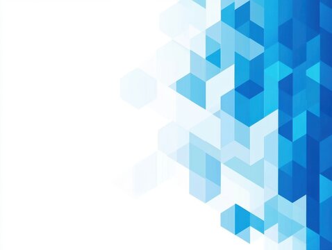 Abstract Blue Geometric Pattern with Transparent Hexagons and Triangles