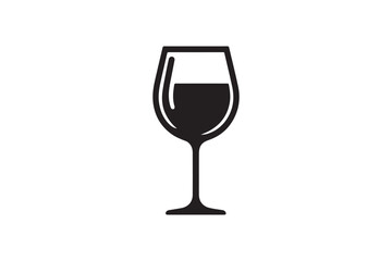 simple black an white wine glass vector silhouette isolated on a white background