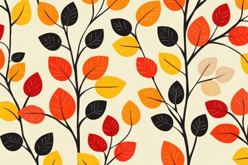 Vibrant Autumn Leaves Pattern on Light Background for Design Use
