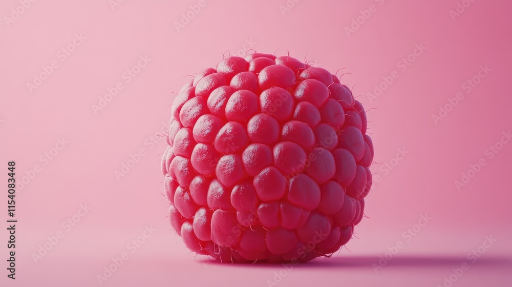 Poster fresh raspberry isolated on a soft pink background showcasing its vibrant color and unique texture i