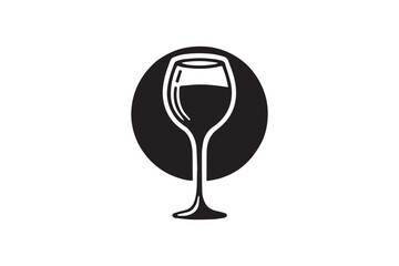 simple black an white wine glass vector silhouette isolated on a white background