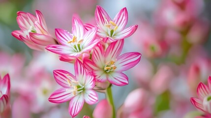 Obraz premium Delicate pink and white succulent flowers in bloom creating a soft and vibrant floral arrangement in a natural setting