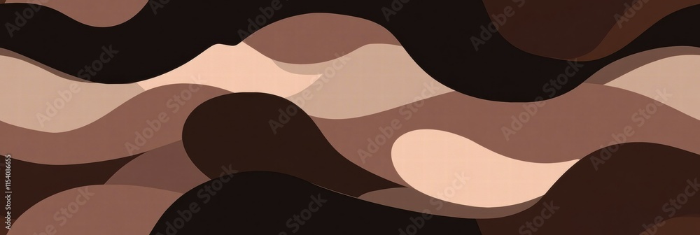 Poster abstract brown and beige wave pattern showcasing smooth curves in a contemporary design style. gener