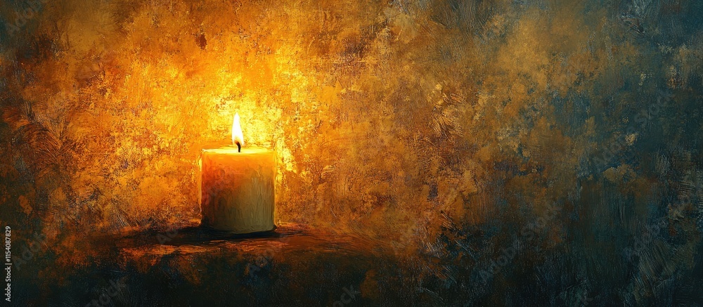 Aufkleber softly flickering candlelight illuminating a dark textured background creating a warm and tranquil a