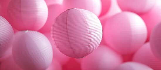 Spherical pink lanterns create a vibrant festive atmosphere for party decorations and celebrations.