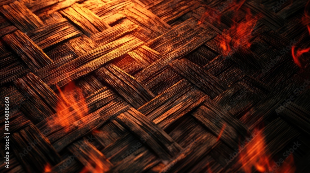 Poster warm rattan texture background with a glowing effect creating a cozy and inviting atmosphere perfect