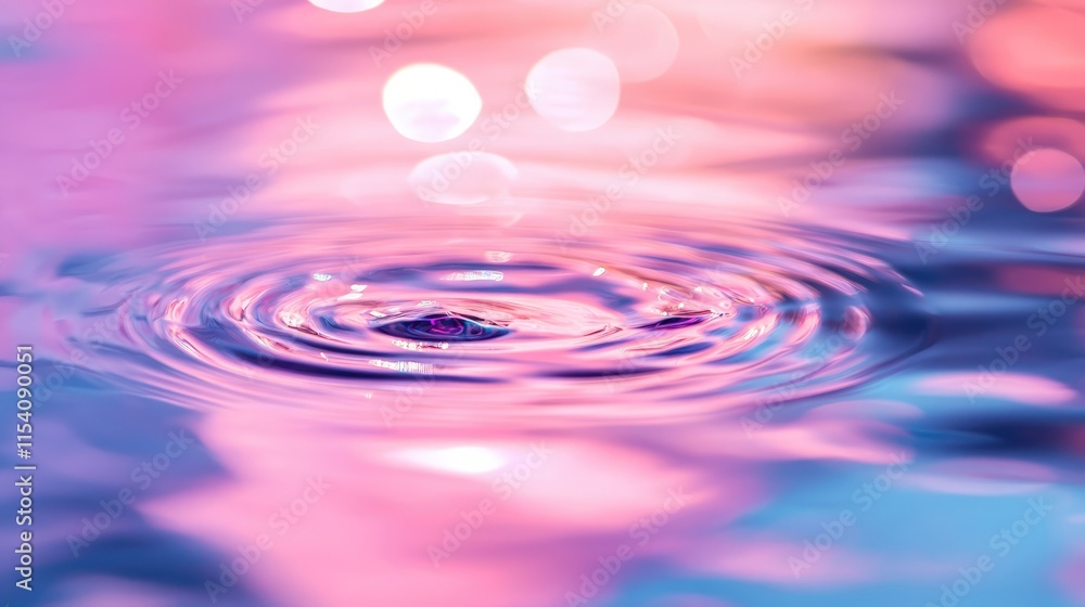 Poster pink and purple shimmering water reflection creating a textured background with soft bokeh and rippl
