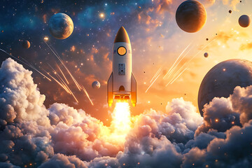 Rocket launching into space