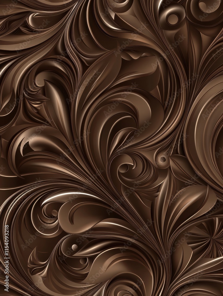 Poster detailed brown swirling pattern with intricate designs and smooth textures in elegant style. generat
