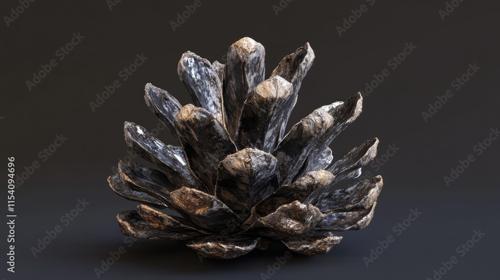 Poster natural pine cone with detailed texture and dark background showcasing its unique shape and features