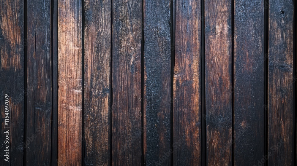 Poster dark rustic wood planks background with textured pattern for interior design and nature inspired the