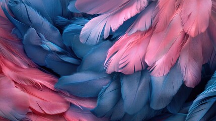 Obraz premium Vibrant pink and blue feather texture background suitable for fashion or artistic design concepts