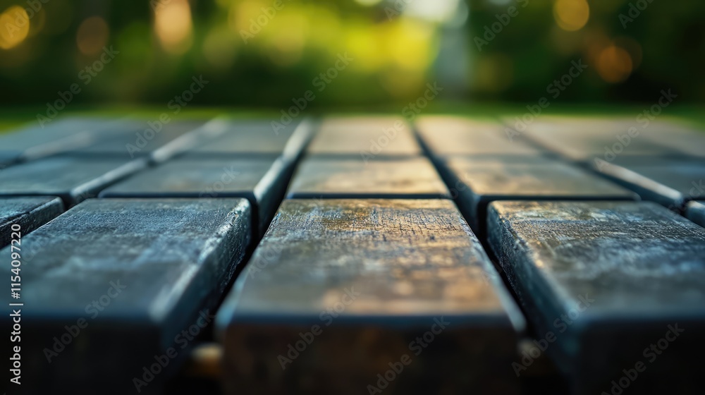 Poster outdoor tabletop featuring a detailed grid pattern with a blurred natural background highlighting th