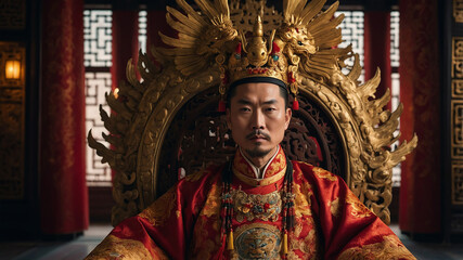 Fototapeta premium Traditional Chinese Emperor in Imperial Throne Room